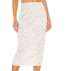Camila Coelho Enrico Midi Skirt in Silver NWT Size Small